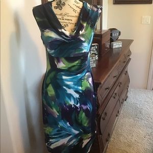 EUC Teal Blue Pattern Lined Dress